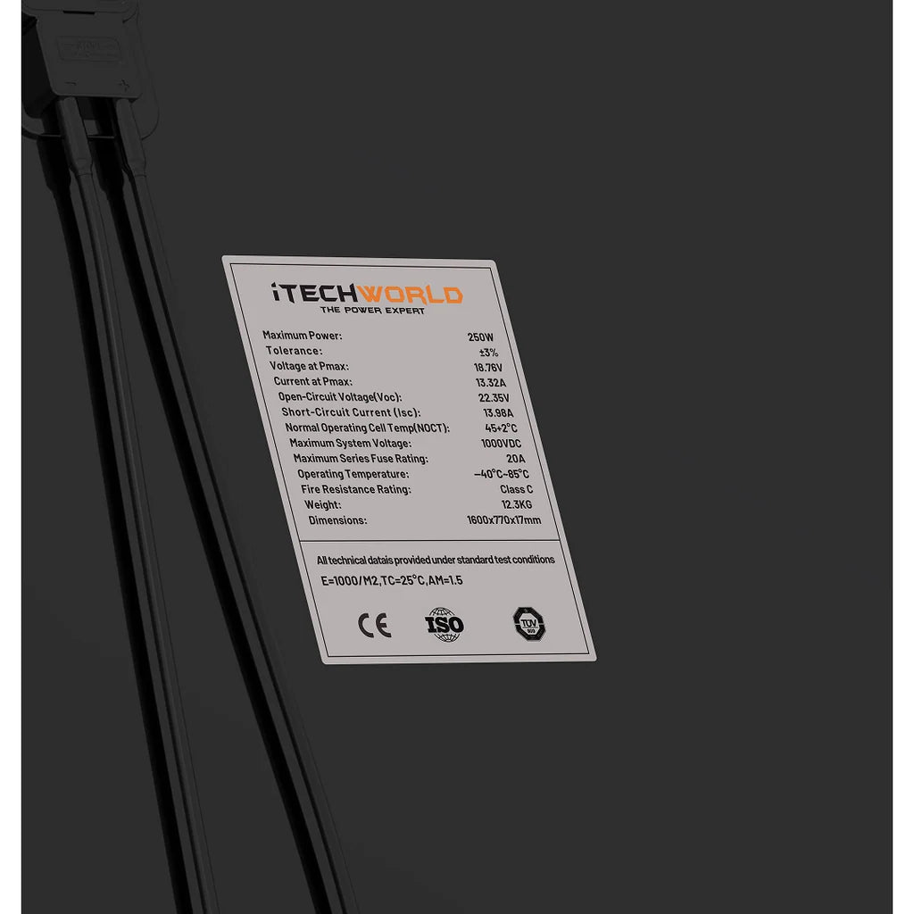 250W | Short Hard Frame Solar Panel | 22V - ITechWorld